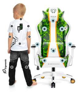 Detské otočné herné kreslo Kido by Diablo X-One 2.0 Craft: Bielo-zelená