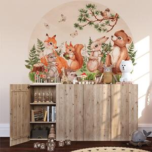 Detská nálepka na stenu Animals from the magical forest - zvieratká na lúke Rozmery: 130 x 98 cm