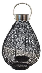 DECOREUM Čierny kovový lampáš so striebornou rukoväťou 23x36 cm