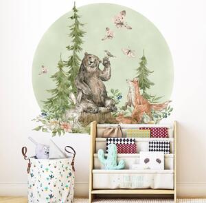 Detská nálepka na stenu Obyvatelia lesa - medvedík, zajačik, líška a veverička Rozmery: 95 x 90 cm