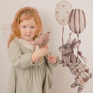 Detská nálepka na stenu Party animals - zajačik s balónmi