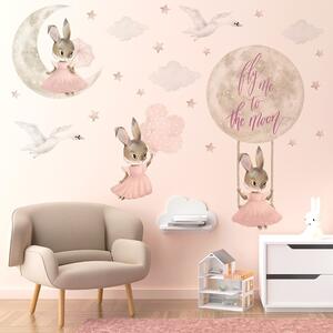 Detská nálepka na stenu Pastelové zajačiky a husy