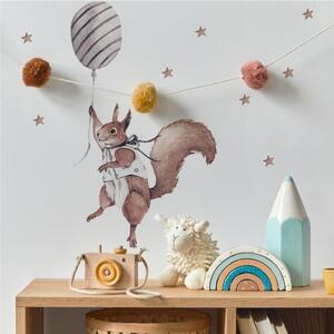 Detská nálepka na stenu Party animals - veverička s balónom