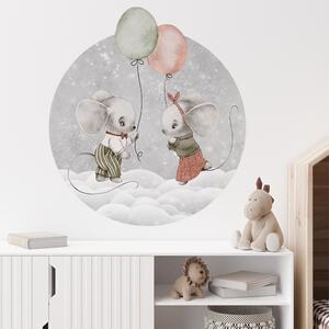 Detská nálepka na stenu Dreamland - myšky s balónmi Rozmery: 105 x 95 cm