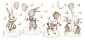 Detská nálepka na stenu Dreamland - zajačiky a líška