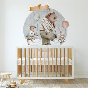 Detská nálepka na stenu Dreamland - srnka, medvedík a zajačik Rozmery: 75 x 71 cm
