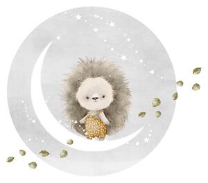 Detská nálepka na stenu Dreamland - ježko na mesiaci Rozmery: 70 x 60 cm