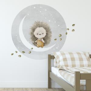 Detská nálepka na stenu Dreamland - ježko na mesiaci Rozmery: 110 x 95 cm