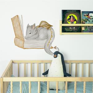 Detská nálepka na stenu The world of dragons - spiaci drak a kniha Rozmery: 50 x 43 cm