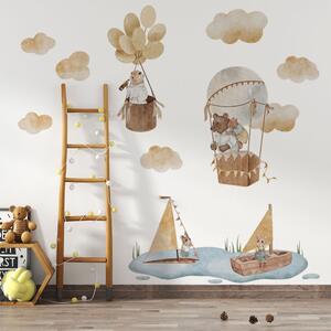 Detská nálepka na stenu Magické zvieratká - zvieratká v balónoch a na loďkách