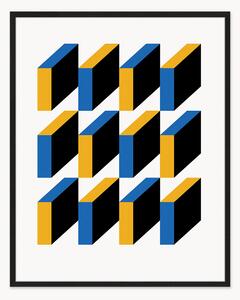 Nástenná dekorácia v ráme Bauhaus Abstract Squares