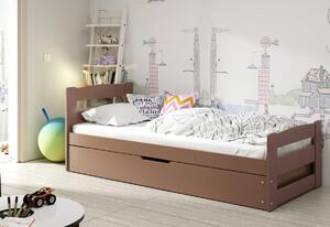 Dětská postel ERNIE P1, čokoládová, 90x200 cm + matrace + rošt ZDARMA