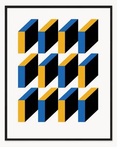 Nástenná dekorácia v ráme Bauhaus Abstract Squares