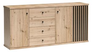 Trojdverová komoda so zásuvkami Koli C-20 - dub artisan / čierna