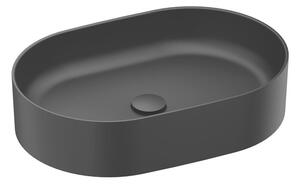 Umývadlo na dosku Ravak Ceramic Slim 55x37 cm čierna mat bez otvoru pre batériu, bez prepadu XJX0D155000