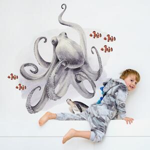Detská nálepka na stenu Ocean - chobotnica, korytnačka a ryby Rozmery: 100 x 95 cm
