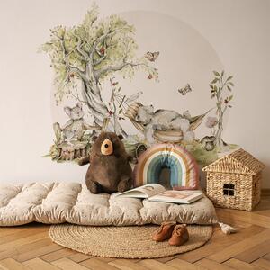 Detská nálepka na stenu Prechádzka lesom - spiaci medvedík a myška Rozmery: 95 x 78 cm