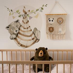 Detská nálepka na stenu Woodland walk - medvedík v šatke Rozmery: 70 x 70 cm