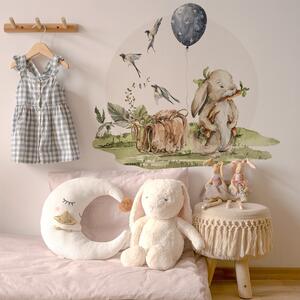 Detská nálepka na stenu Woodland walk - zajačik a balón Rozmery: 100 x 89 cm