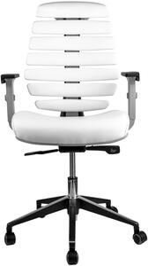 MERCURY Kancelárska stolička FISH BONES šedý plast, biela koženka PU480329