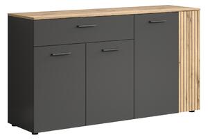Štvordverová komoda so zásuvkou Esena 4D1S - grafit / dub evoke