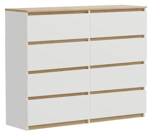 Komoda z bieleho dubu Torro s 8 zásuvkami, matná, 100 x 34 x 100 cm, moderná