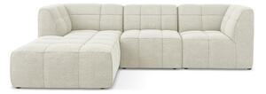 Béžová rohová pohovka z textílie buklé (ľavý roh/s leňoškou) Aloha – Makamii