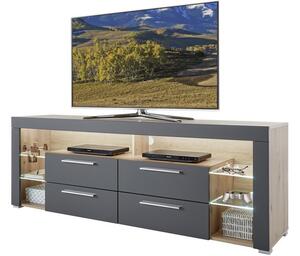 TV stolík Goal, dub/šedý, s osvetlením