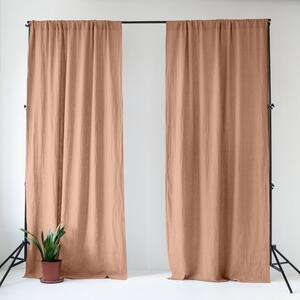 Ružový/hnedý ľanový záves 140x250 cm Cafe Creme – Linen Tales