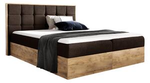 Boxspringová manželská posteľ Wood 1 140x200 cm - hnedá / dub lancelot