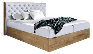 Boxspringová manželská posteľ Wood 3 140x200 cm - sivá / dub lancelot