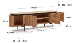 TV stolík z mangového dreva v prírodnej farbe 200x55 cm Licia - Kave Home