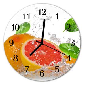 Sklenené hodiny okrúhle Grapefruit fi 30 cm