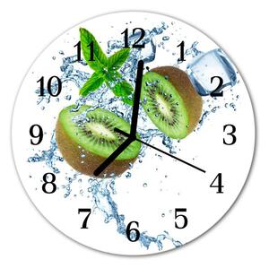 Sklenené hodiny okrúhle Kiwi fi 30 cm