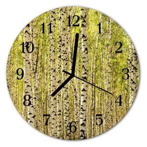Sklenené hodiny okrúhle Birch les fi 30 cm
