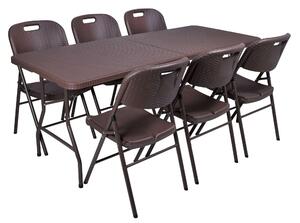 Cateringová súprava RATTAN stôl 180 cm + 6 stoličiek