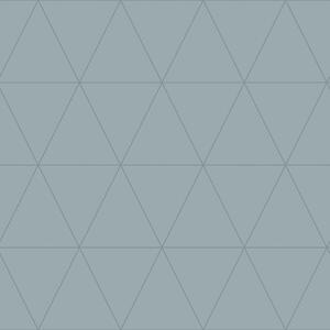Sivomodrá vliesová tapeta, metalické obrysy trojuholníkov 347713, City Chic, Origin