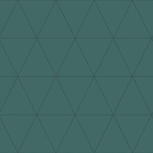 Zelená vliesová tapeta, metalické obrysy trojuholníkov 347717, City Chic, Origin