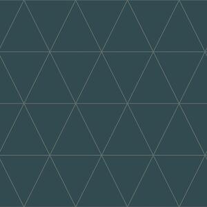 Modrá vliesová tapeta, metalické obrysy trojuholníkov 347715, City Chic, Origin