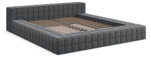 Tmavosivá čalúnená dvojlôžková posteľ s roštom 140x200 cm Akela – Makamii