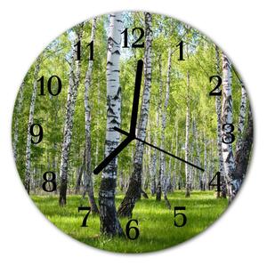 Sklenené hodiny okrúhle Birch les fi 30 cm