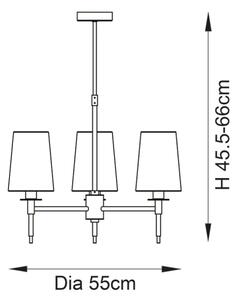 Endon 99455 - Luster na tyči 3xE14/6W/230V lesklý chróm/biela