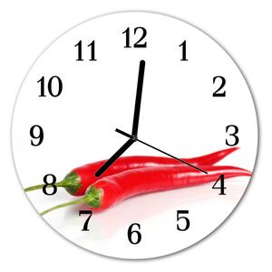 Sklenené hodiny okrúhle Paprika fi 30 cm