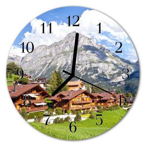 Sklenené hodiny okrúhle Hory fi 30 cm
