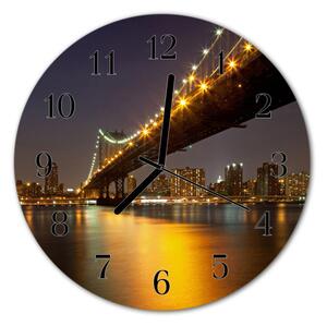 Sklenené hodiny okrúhle Skyline mosta fi 30 cm