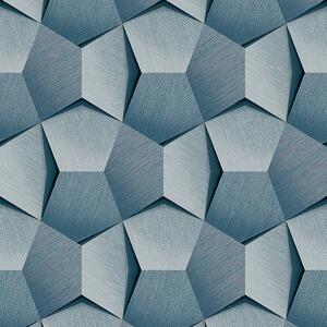 Modrá vliesová 3D tapeta geometrický vzor A54603, Vavex 2024