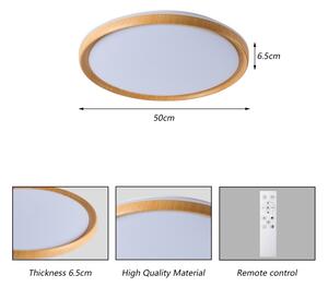 Brilagi-LED stmievateľné stropné svietidlo RIVO LED/72W/230V 3000-6000K drevený dekor pr. 50 cm + diaľkové ovládanie