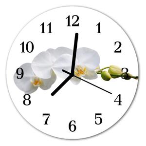 Sklenené hodiny okrúhle Orchidea fi 30 cm