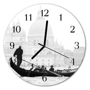 Sklenené hodiny okrúhle Vidiecka loď fi 30 cm