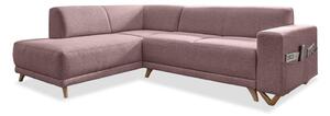 Ružová rozkladacia/s úložným priestorom rohová pohovka (ľavý roh/do L) Classy Sophie – Miuform